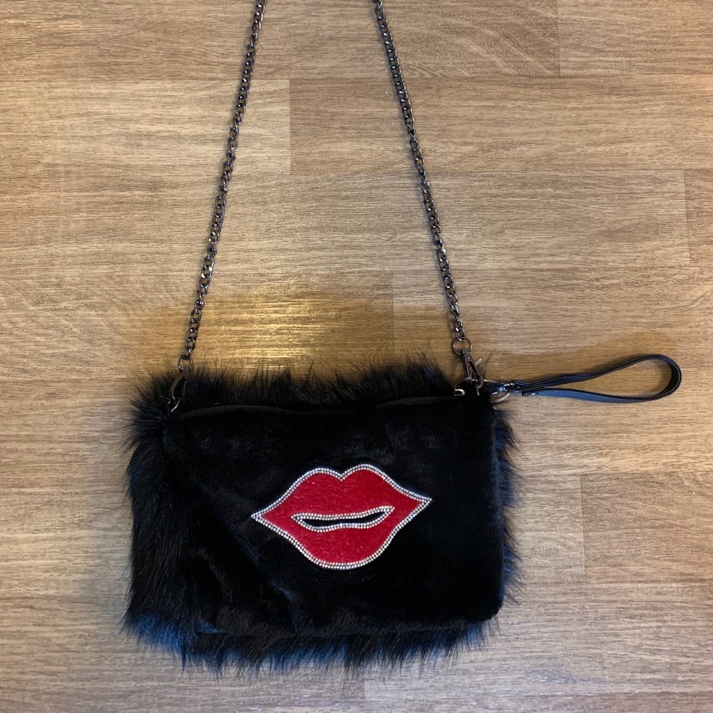 Black Faux Crossbody and Wristlet Purse.